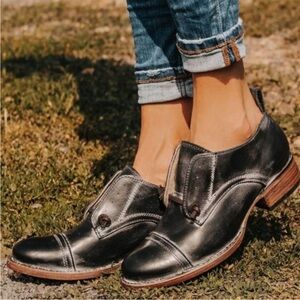 Freebird By Steven "Mabel" Black Grey Distressed Leather Shoes